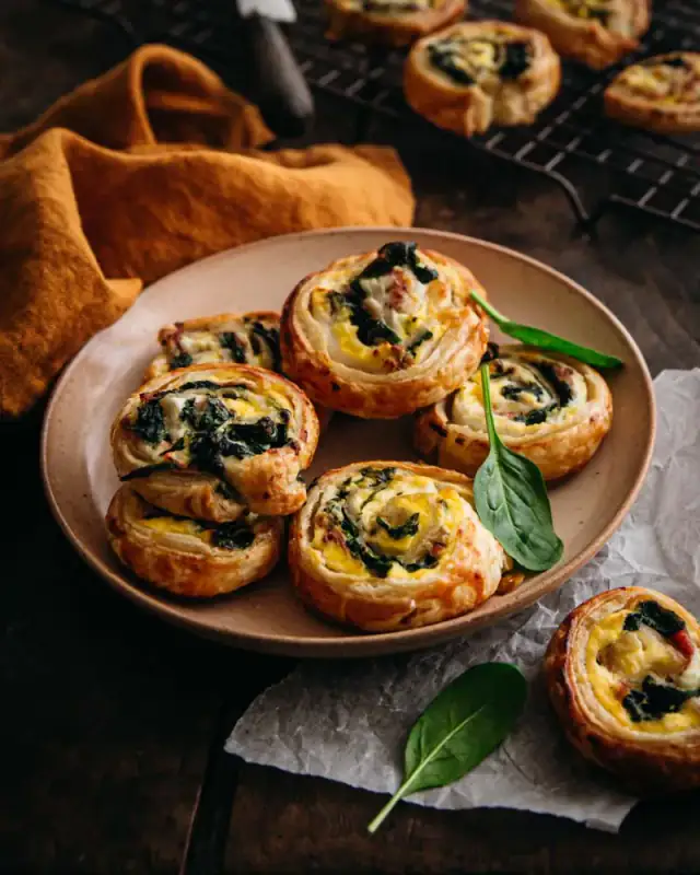 Feuilletés roulés épinards, ricotta et jambon