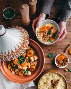 Tagine de poulet aux abricots